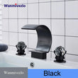 White Waterfall Bathroom Basin Faucet with Hot/Cold Mixer — Deck-Mount Single/Three Hole Water Tap