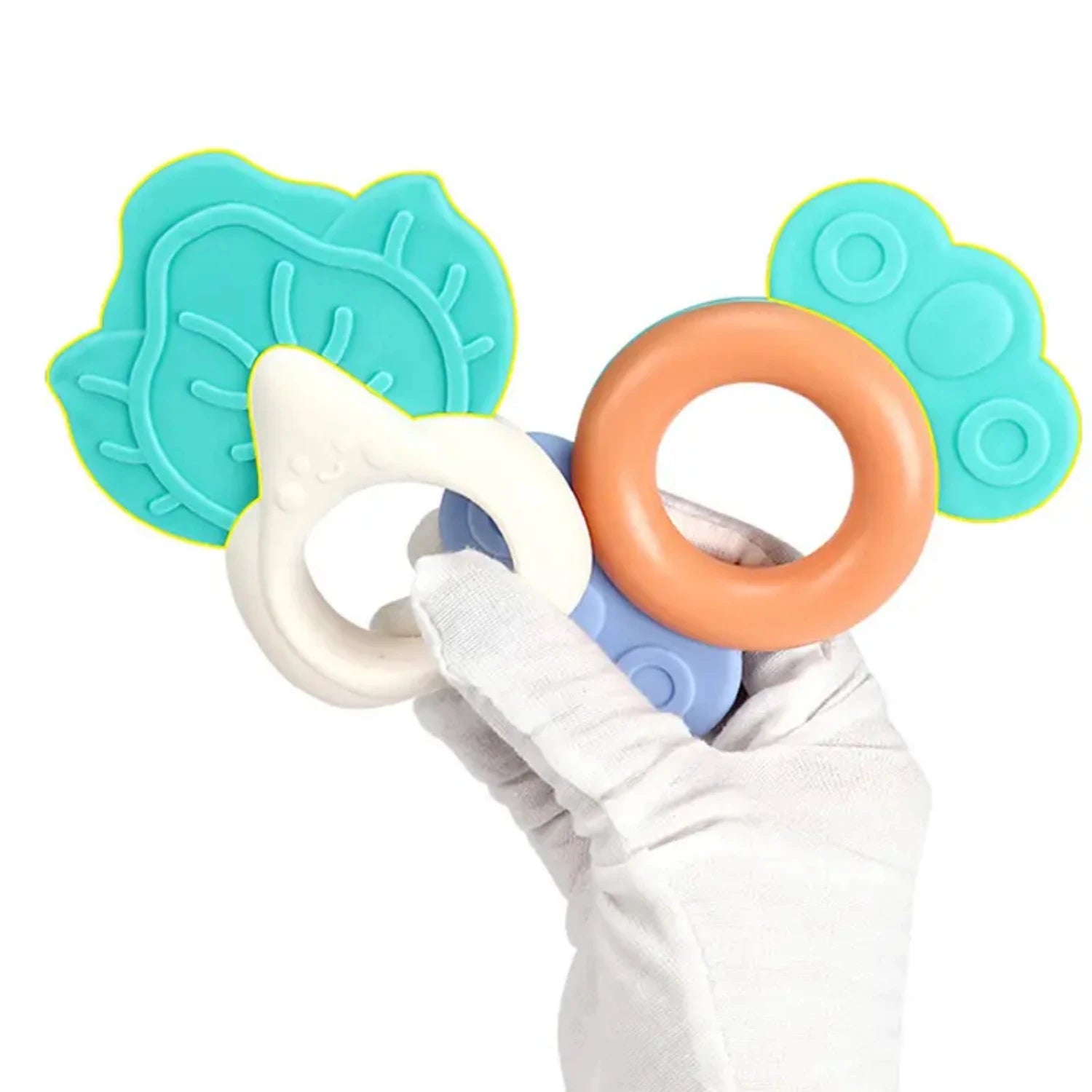 Soft & Safe Silicone Teether Rattle – BPA-Free Baby Toy for 0–3 Years, Gentle & Soothing Relief for Sensitive Gums