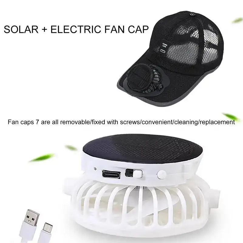 Solar Fan Hat – Breathable Mesh Sun-Protection Cap with Built-in Solar Charging Fan for Men & Women ☀️🧢