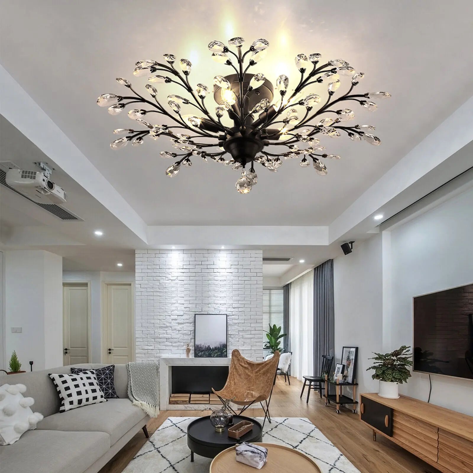 5-Lights Crystal Chandelier – Vintage Branches Ceiling Pendant Lamp, Elegant Decorative Lighting Fixture