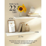 Set of 2 Floating Wall Shelves – Rustic Wood & White Finish for Bathroom, Bedroom, Kitchen & Office