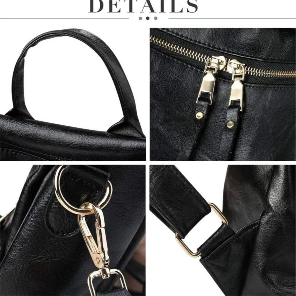 Women’s PU Leather Convertible Backpack Purse – Fashion Casual Shoulder Bag | Large-Capacity Stylish Daypack for Daily Use