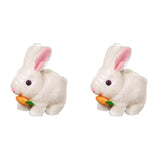 2Pcs Electric Bunny Toy Set – Cute Interactive Rabbit Plushies with Carrot, Walking Wiggle Ears Simulation Toys for Kids Gifts