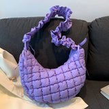 Quilted Bubble Cloud Crossbody Bag – Solid Color Padded Shoulder Purse with Adjustable Strap