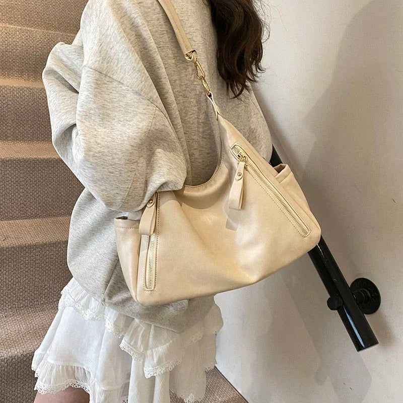 Women’s Large-Capacity PU Leather Shoulder Bag – Under-Arm Pouch Crossbody Flap Handbag