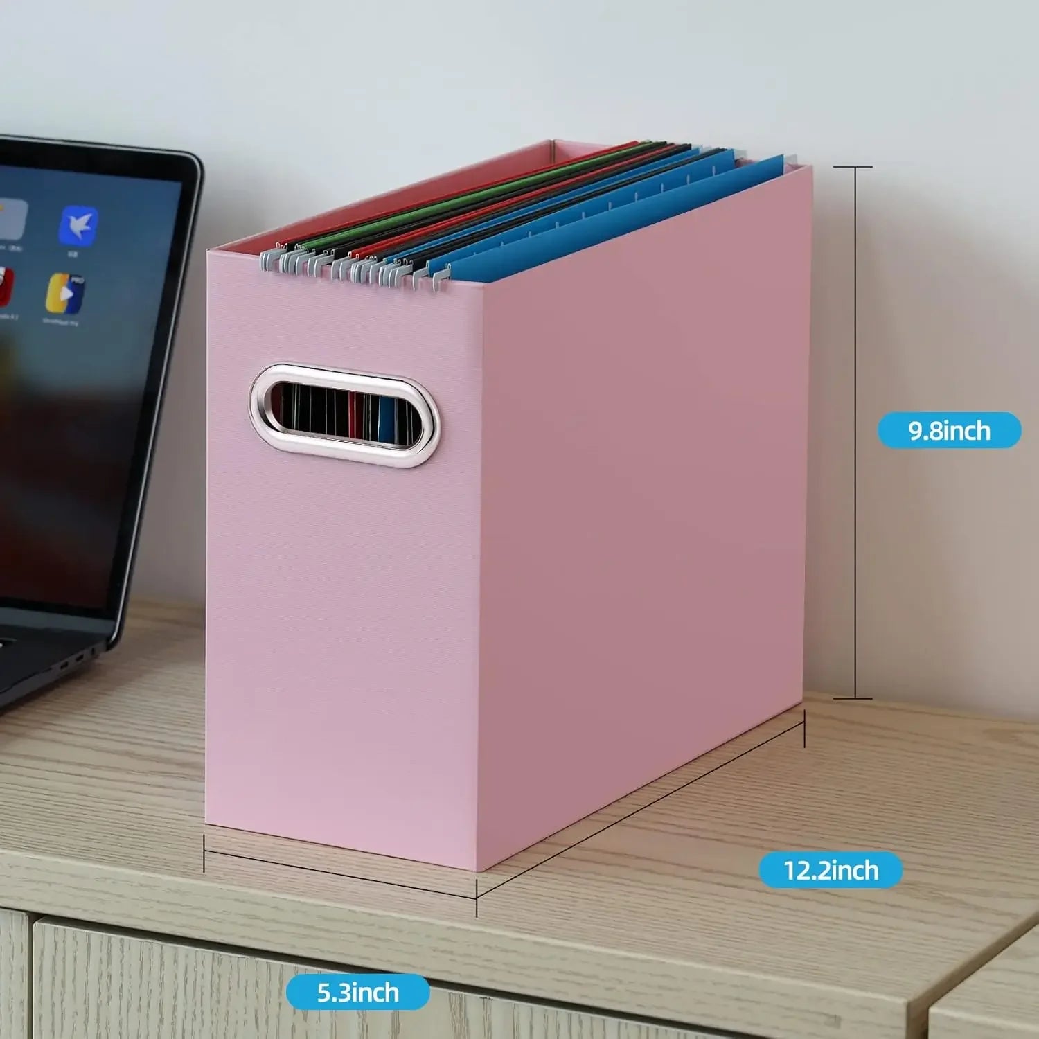 Collapsible File Organizer Box – 2-Pack Portable Storage with Handle for Office & Home (Pink) 📁
