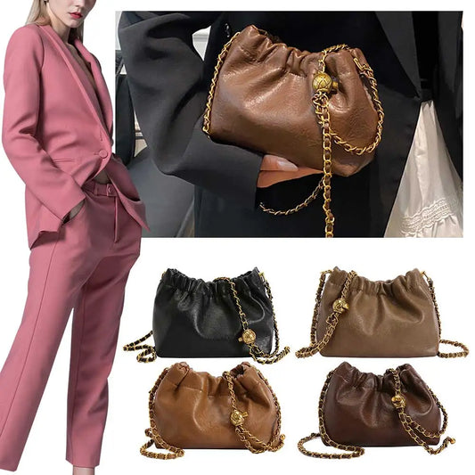 Women Chain-Strap “Cloud” Crossbody & Tote Bag – Versatile Pleated Hobo Shoulder Satchel