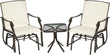 “3-Piece Outdoor Glider Bistro Set – 2 Rocking Swing Chairs with Breathable Sling Fabric & Glass Coffee Table”