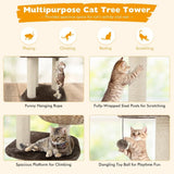 Tangkula Modern Cat Tree – Small Tall Indoor Cat Tower with Sisal Scratching Post & Handmade Wicker Cat Condo for Stylish Homes