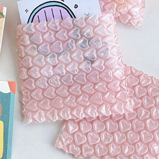 Pink Heart-Shaped Protective Bubble Pouches – 3.9″×4.1″ Cushioning Bags for Shipping, Moving & Storing Fragile Items
