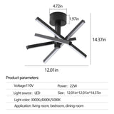Modern Black LED Semi-Flush Mount Ceiling Light – Stylish Lighting for Corridor, Staircase & Attic