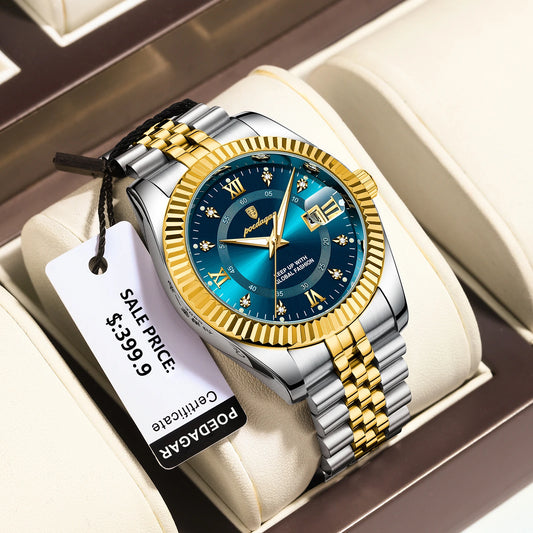 POEDAGAR Luxury Sport Men’s Watch – Waterproof Stainless Steel Quartz Wristwatch with Date & Luminous Display