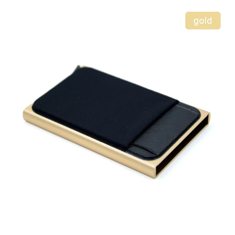 Slim Aluminum RFID Wallet – Automatic Pop-Up Credit Card Holder with Elastic Back Pouch 💳⚡