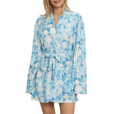 Women’s Elegant Floral Long Sleeve Robe – Belted Lapel-Collar Loungewear with Pockets for Spring & Autumn Nights