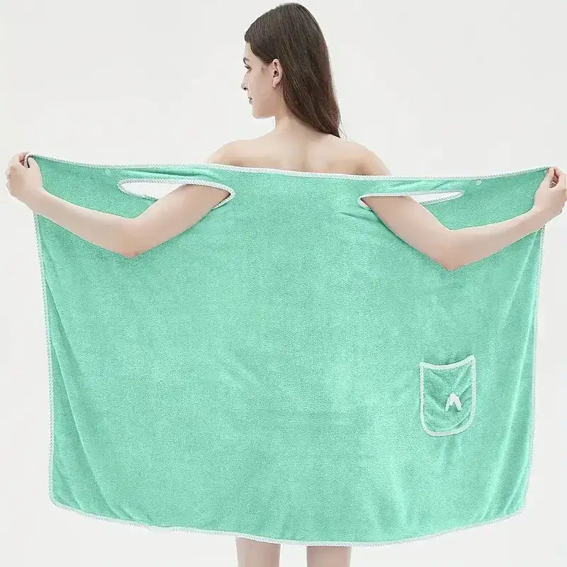 “Wearable Bath Towel with Bowknot – Coral Velvet Bath Skirt for Adults, Quick-Drying & Soft Absorbent Wrap”