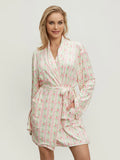 Women’s Elegant Floral Long Sleeve Robe – Belted Lapel-Collar Loungewear with Pockets for Spring & Autumn Nights