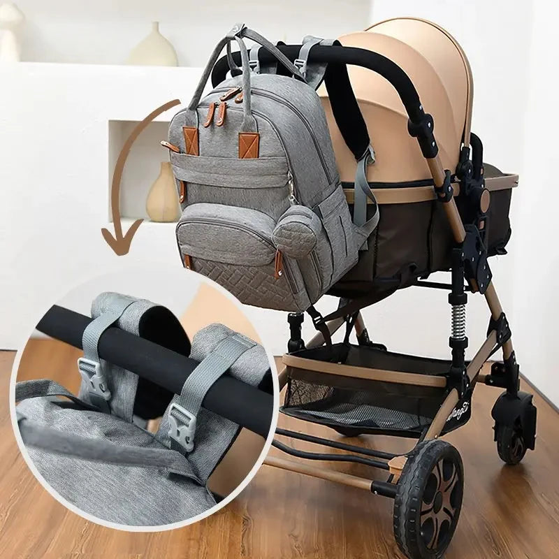 Diaper Bag Backpack – Large Waterproof Baby Travel Tote with Changing Station, Pad & Stroller Straps | Multifunction Bag for Moms & Dads