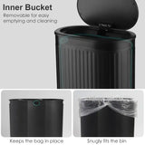 Slim Stainless Steel Bathroom Trash Can with Pop-Up Lid – Dog-Proof Narrow Wastebasket with Inner Bucket & Odor Seal