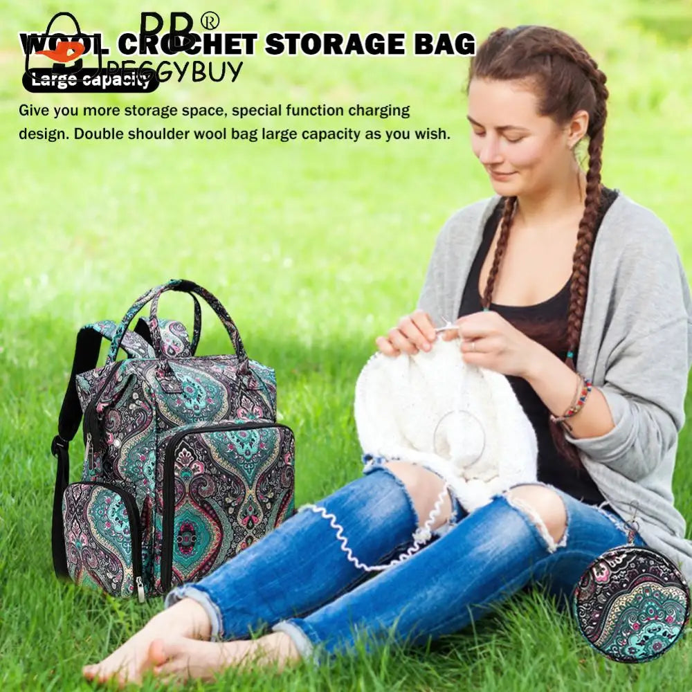 Thread & Yarn Storage Backpack — Large-Capacity Crochet Organizer Bag for Sewing & Craft Supplies