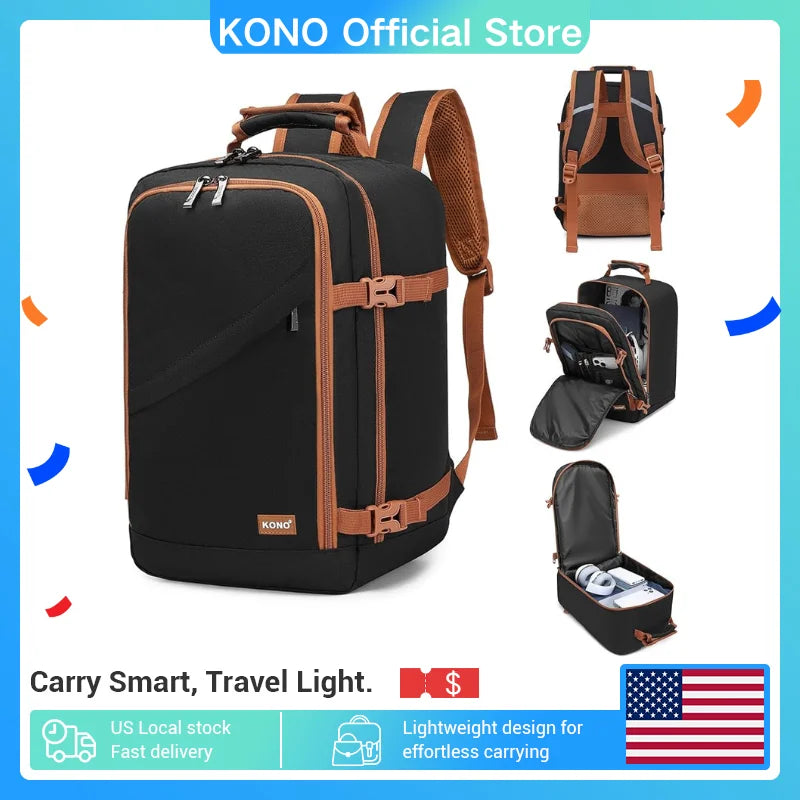 KONO 20L Cabin Bag – Ryanair Underseat Travel Backpack | Compact Carry-On Daypack 40×20×25 cm