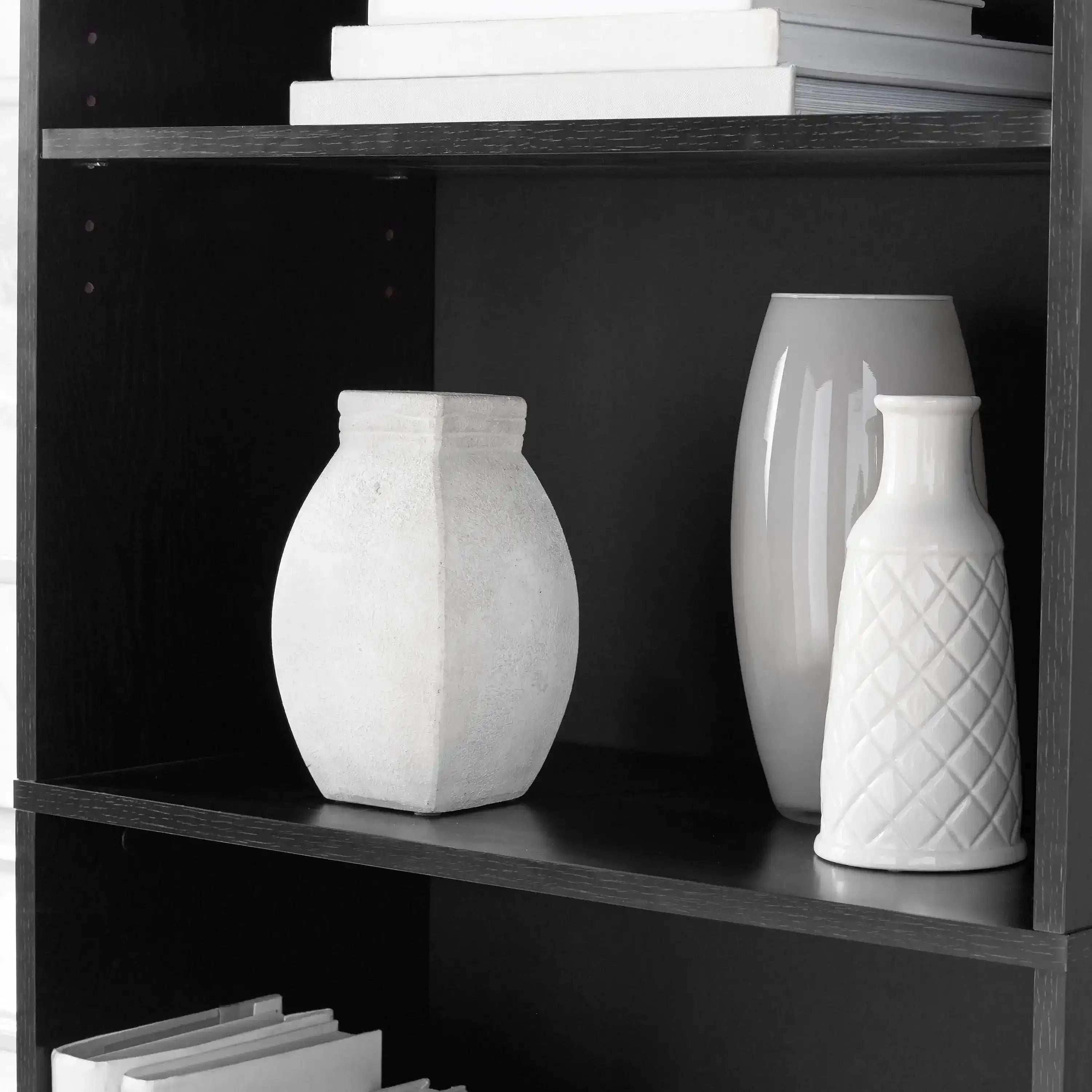 5-Shelf Bookcase with Adjustable Shelves, True Black Oak - PulinGO