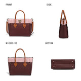 Large Capacity Color Block Vegan Leather Women’s Tote Bag 👜 + Matching Wallet – 2-Piece Set