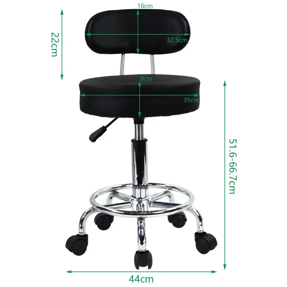 KKTONER PU Leather Rolling Stool Mid-Back with Footrest – Height Adjustable Swivel Drafting Task Chair for Office & Home