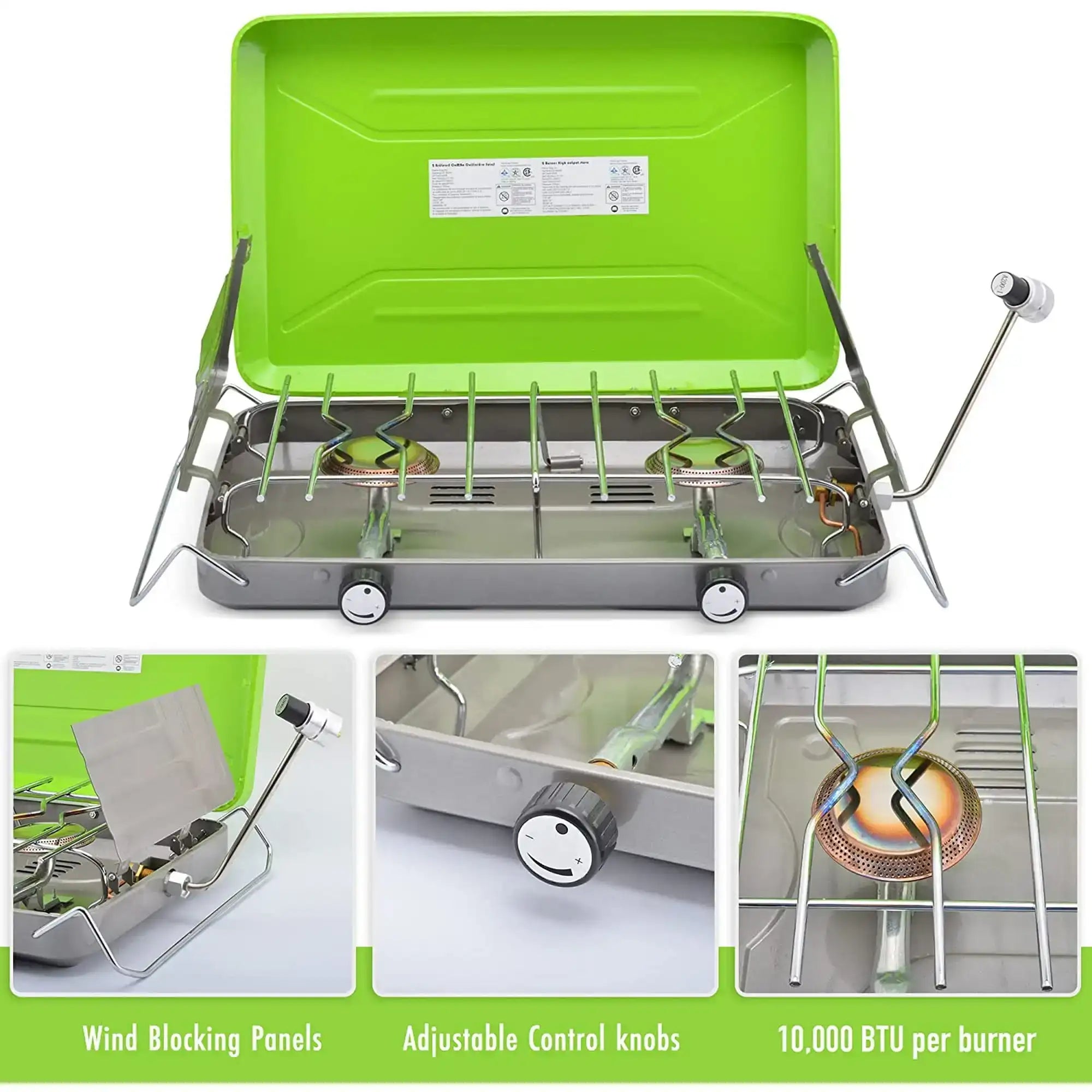 Flame King 2‑Burner Portable Propane Camping Stove – 20 000 BTU Dual Burner Outdoor Cooking Station
