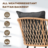 “7-Piece All-Weather Rattan Patio Dining Set – 60” Wood-Top Table with Umbrella Hole & 6 Cushioned Chairs for Outdoor Garden & Backyard”