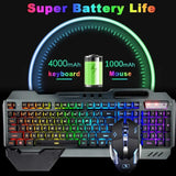 K680 Wireless Gaming Keyboard & Mouse Combo – Rainbow LED Backlit Keyboard with 3800mAh Rechargeable Battery & Metal Panel