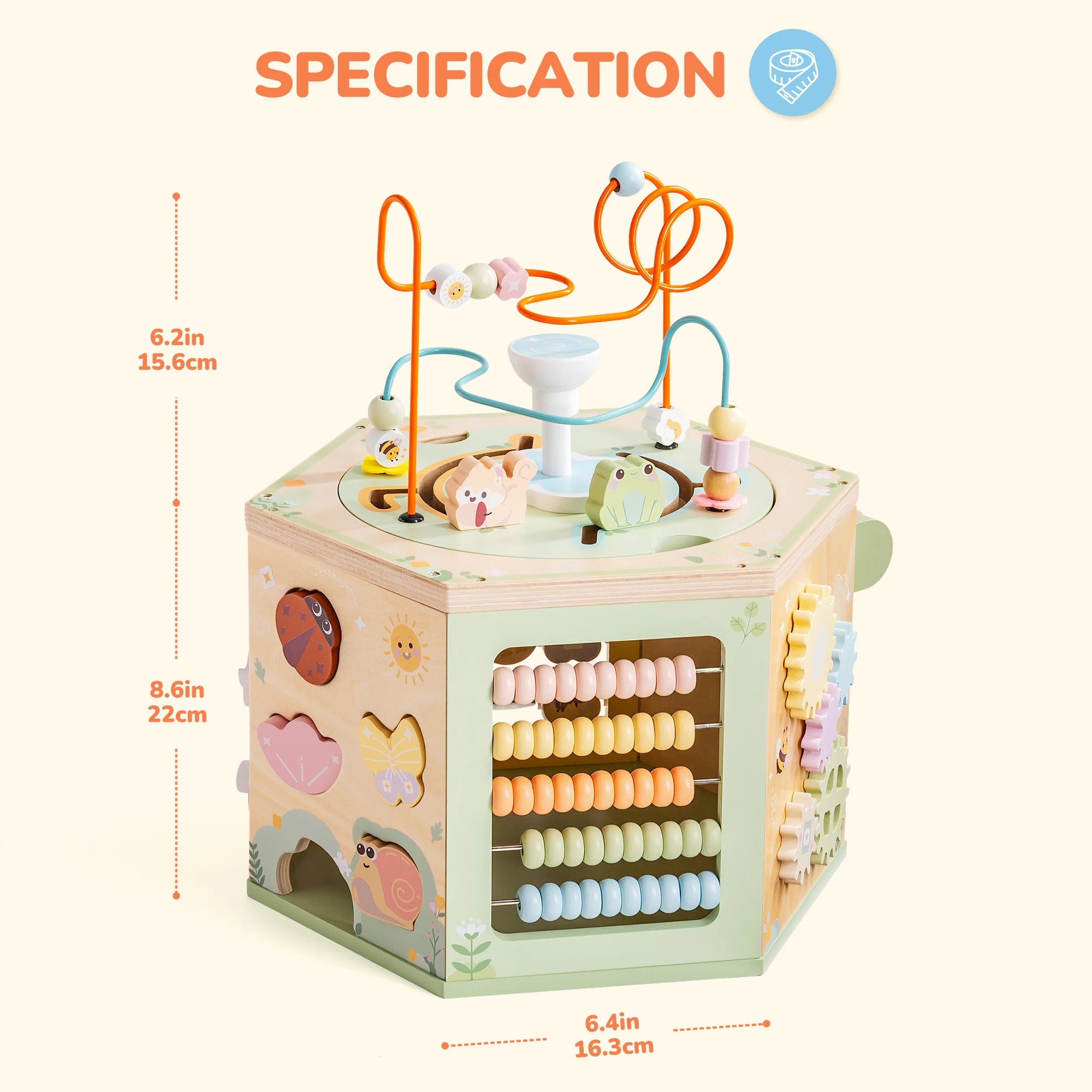 Robotime Wooden Montessori Activity Cube – 9-in-1 Educational Baby Learning Toy for Toddlers with Multiple Games
