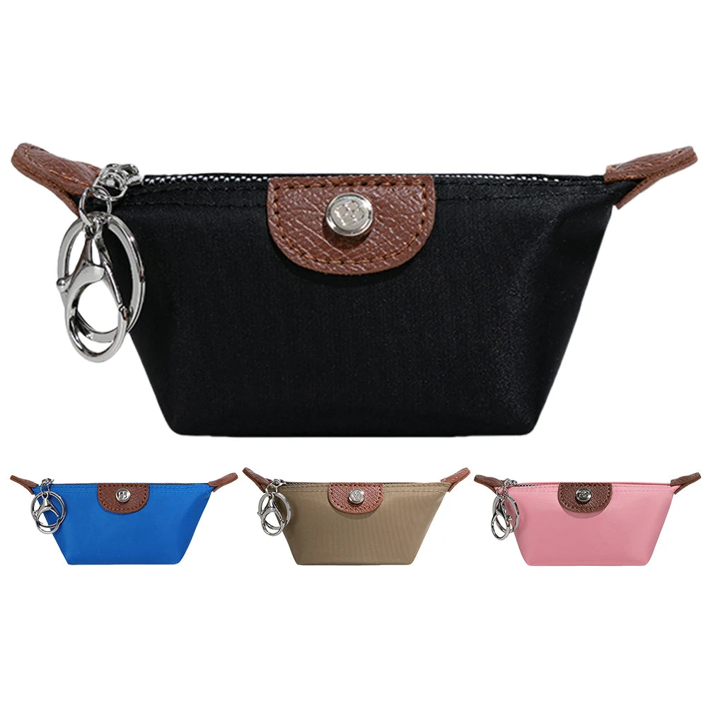 Mini Nylon Coin Purse – Portable Lipstick & Earphone Storage Bag with Keychain for Women