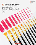 Fantastory 24-Color Acrylic Paint Set with 12 Professional Brushes – Ideal for Canvas, Glass & Wood 🎨🖌️