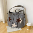 Women’s Cute Crossbody Bag 🎒 – Large Capacity Canvas Shoulder Bag with Star Applique, Y2K Street Style for Teens & Students ✨