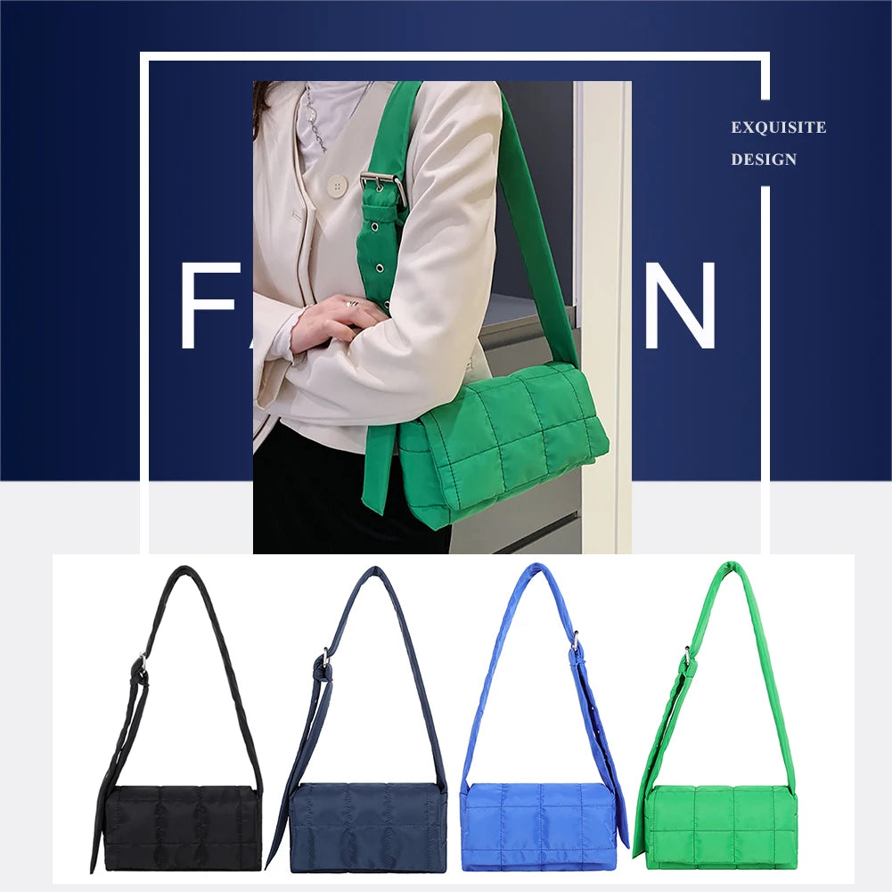 Women’s Nylon-Cotton Soft Shoulder Bag – Small Luxury Underarm Flap Handbag & Elegant Clutch Purse for Daily Use