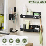 4-Pack No-Drill Plastic Corner Shower Caddy Set – Wall-Mount Organizer with Toothbrush Holder & Soap Dish, Black