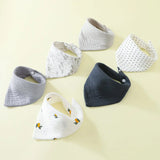 6-Piece Baby Bibs Set – Soft Cotton Muslin Gauze Burp Cloths | 2-Layer Feeding & Drool Towels for Newborns