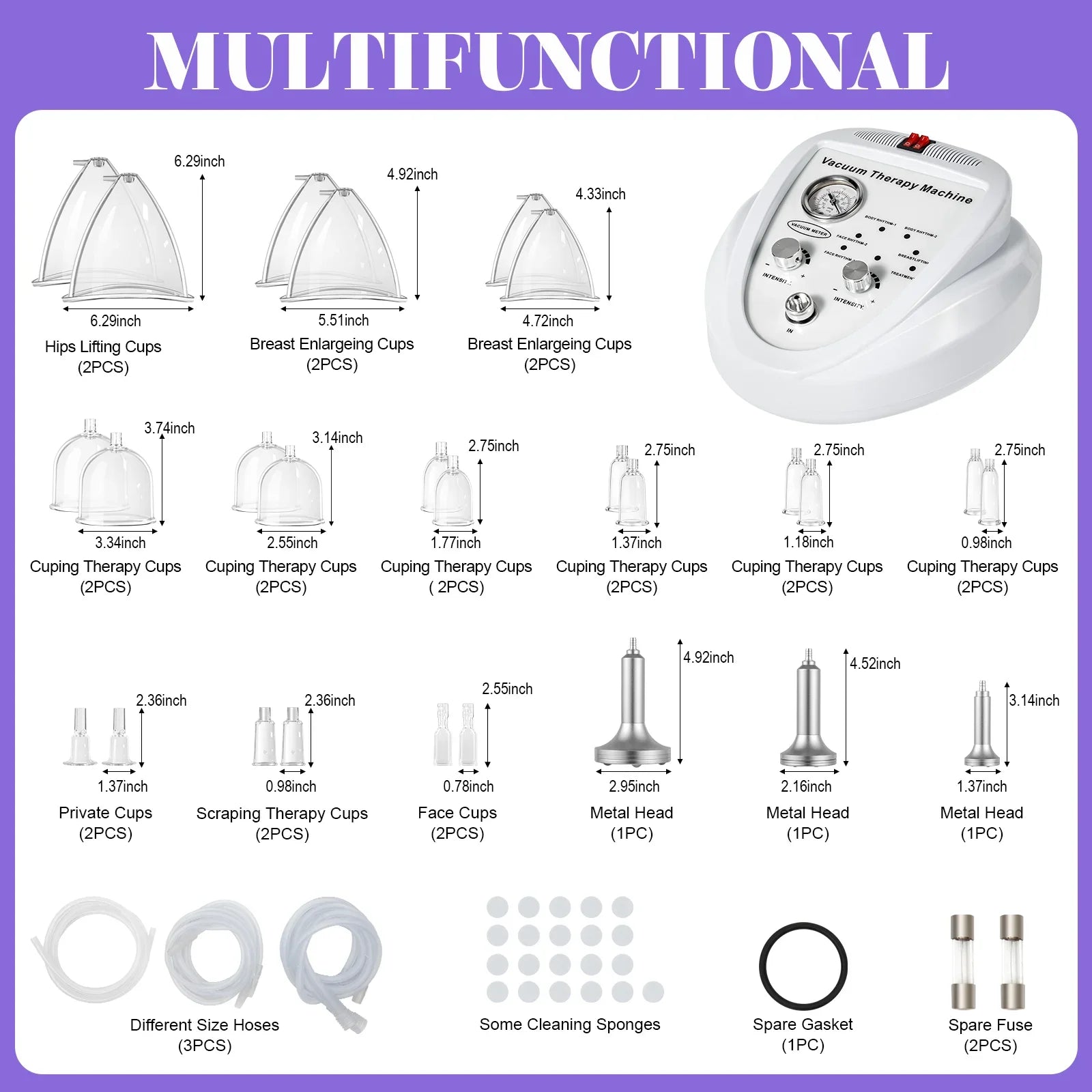 Full-Body Vacuum Therapy Machine – 24 Cups & 3 Pumps for Body Shaping, Cellulite & Skin Firming