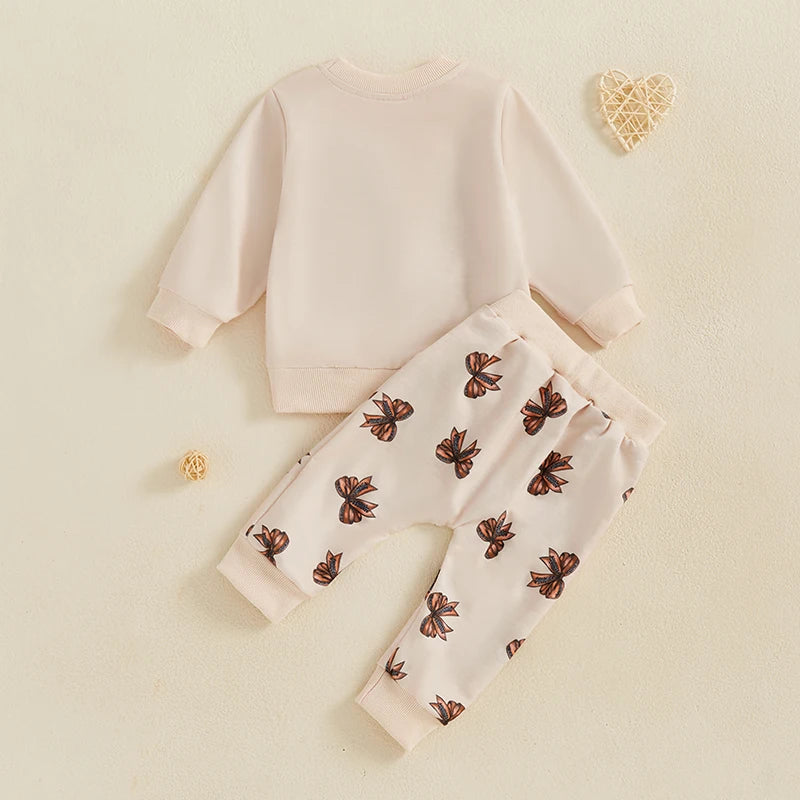 Adorable Toddler Girls Winter Outfit – Floral Print Hoodie & Warm Leggings 2-Piece Clothing Set for Baby Girls