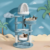 Cat Tree Multi-Level Tower – Plush Furniture with Shark’s Mouth Nest, Sea Star Perch & Jellyfish Hammock for Cats & Kittens