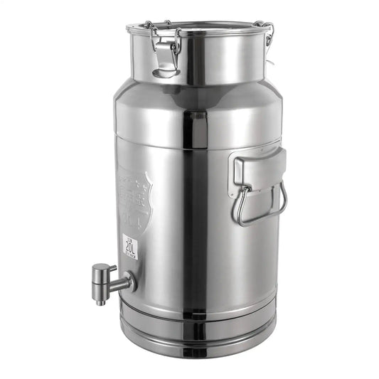 “Stainless Steel Milk Can Transport Barrel with Spigot – 20 L Beverage Dispenser”