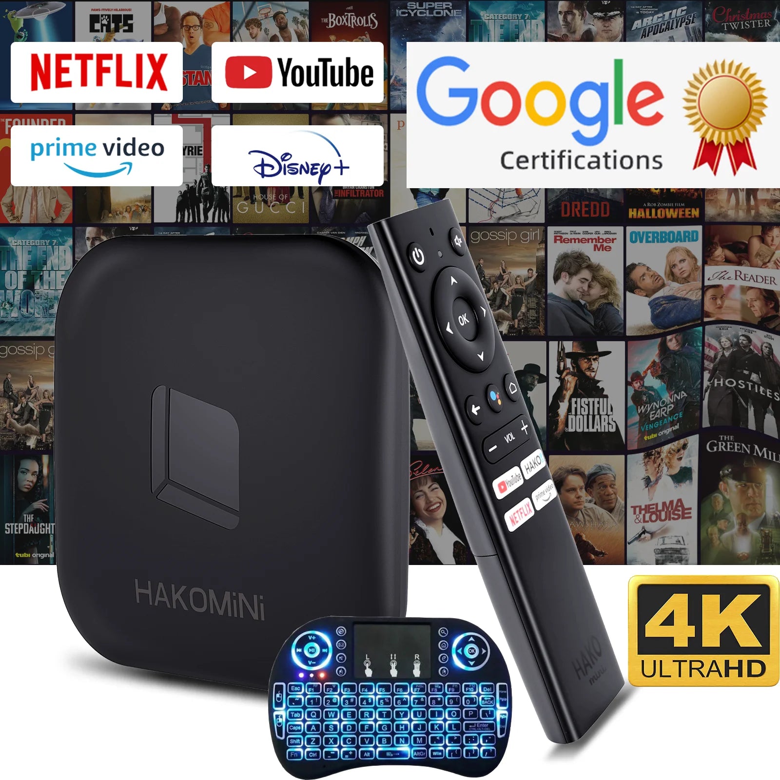 IoTwe Android 12.0 Smart TV Box – Quad-Core Google Certified Media Player with 4K HDR, Dolby Digital, WiFi 6 & Keyboard