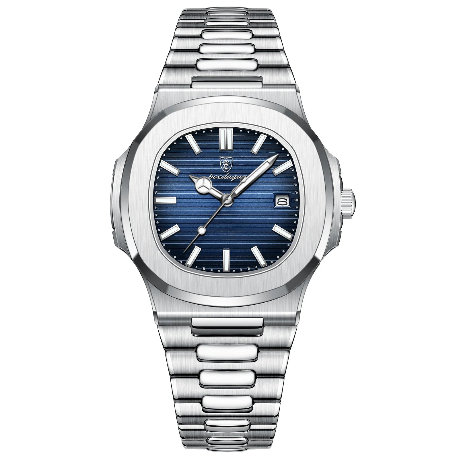Poedagar Luxury Casual Men’s Watch – Square Dial, Stainless Steel, Luminous, Waterproof with Calendar & Gift Box