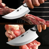 All-Steel Boning Knife with Leather Sheath – Professional Grade Fixed Blade Meat Cleaver for Outdoor Barbecues & Butchering
