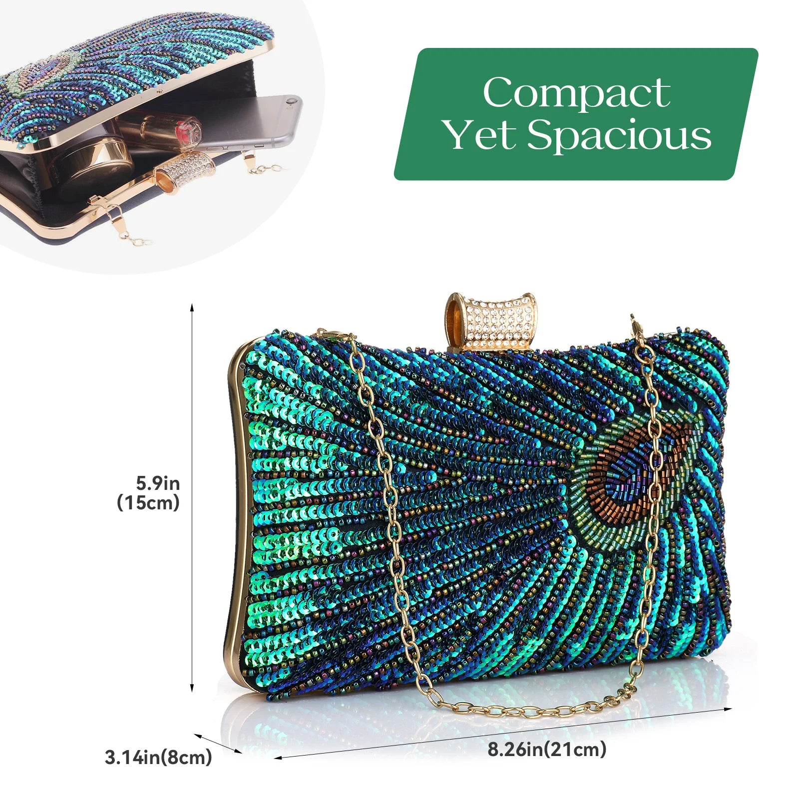 Retro Flicker Evening Banquet Clutch Bag for Women – Chain Crossbody Prom & Party Shoulder Purse