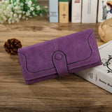 Women’s Faux Suede Long Wallet – Folding Buckle Purse with Phone Pocket, Card Holder & Elegant Clutch Gift Bag