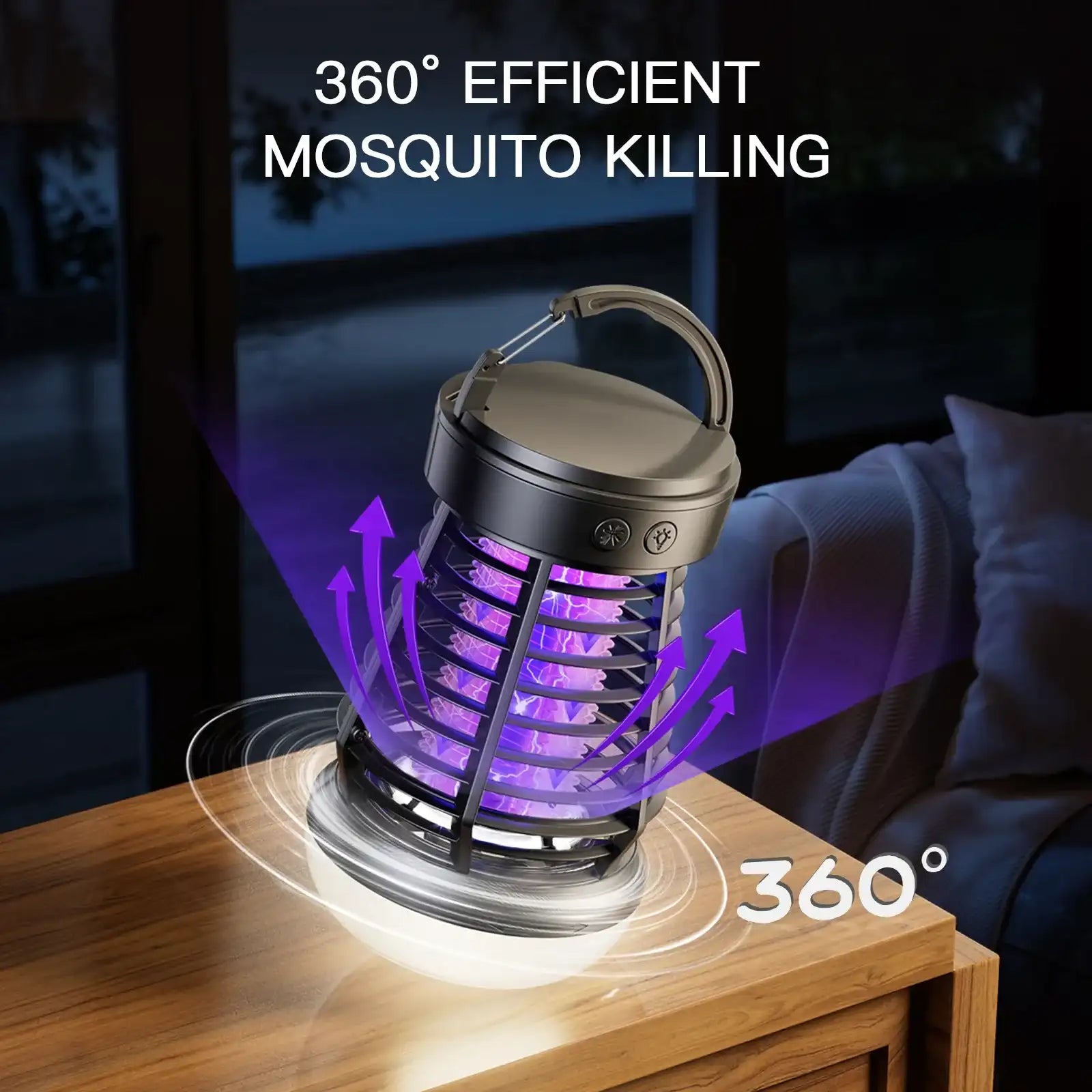 Portable Bug Zapper – Rechargeable Wireless Mosquito Killer with Built-in Light & 2000mAh Battery for Outdoor Adventures, Garden & Yard
