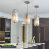 Modern Crystal Pendant Light – 3 Pack Adjustable Hanging Ceiling Lamps with Crystal Prism Design & Chrome Finish