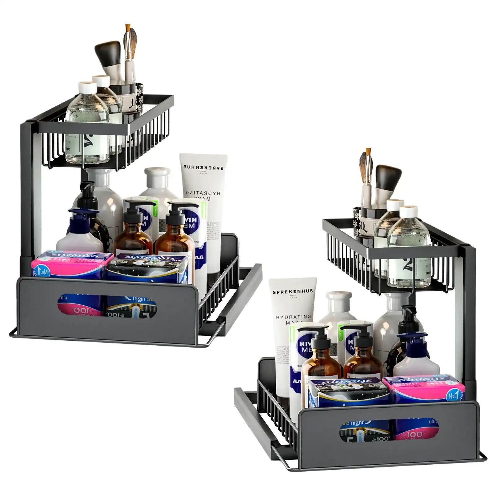 2-Tier Pull-Out Under Sink Organizer – Slide-Out Cabinet Storage for Kitchen & Bathroom