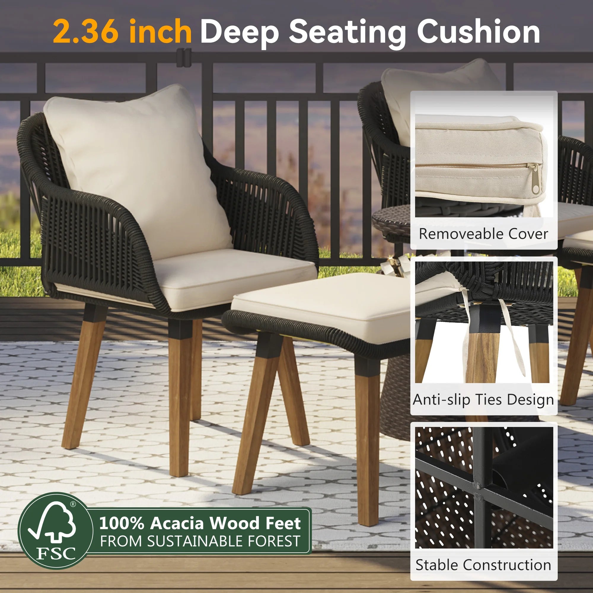 “5-Piece Outdoor Patio Furniture Set – Wicker Bar Table with 2 Single Chairs & 2 Stools for Balcony or Garden”
